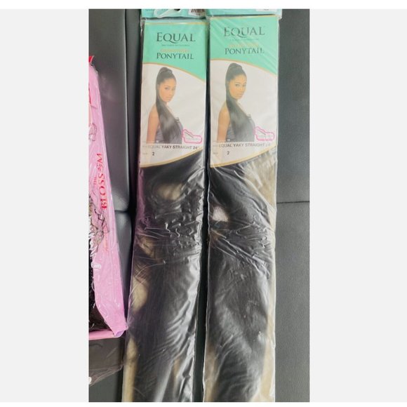 4 Hair Packages Dark Brown , 2 Equal Ponytail, 1 Femi Collection -1 Salon Touch - Picture 3 of 9